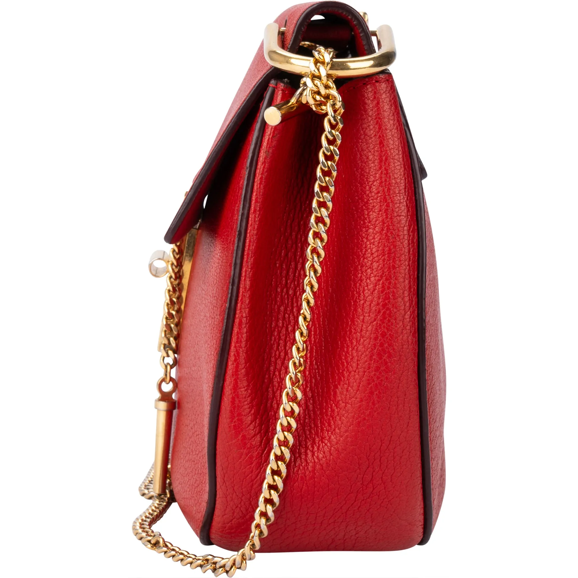 Chloe Rouge Leather Drew Crossbody Bag