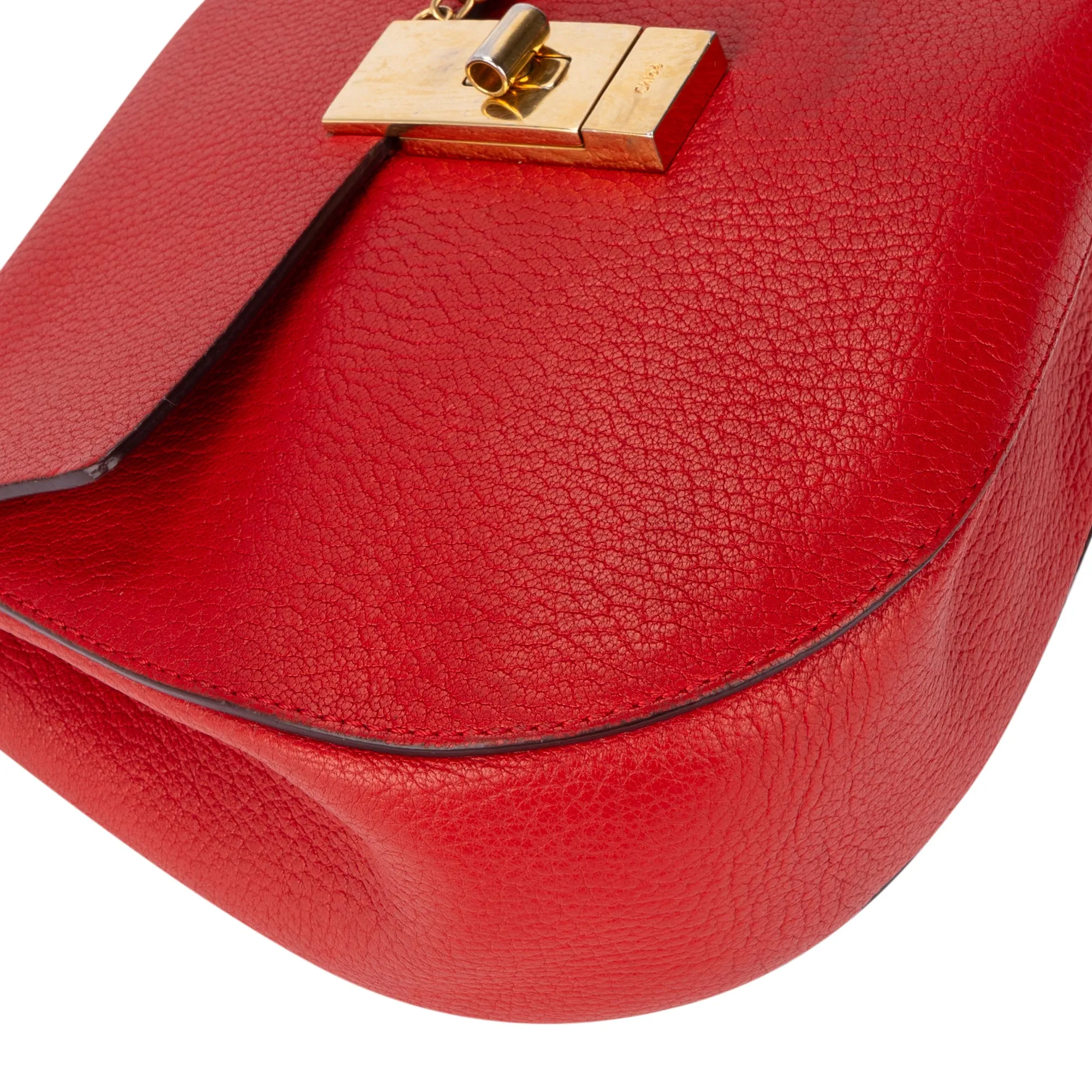 Chloe Rouge Leather Drew Crossbody Bag