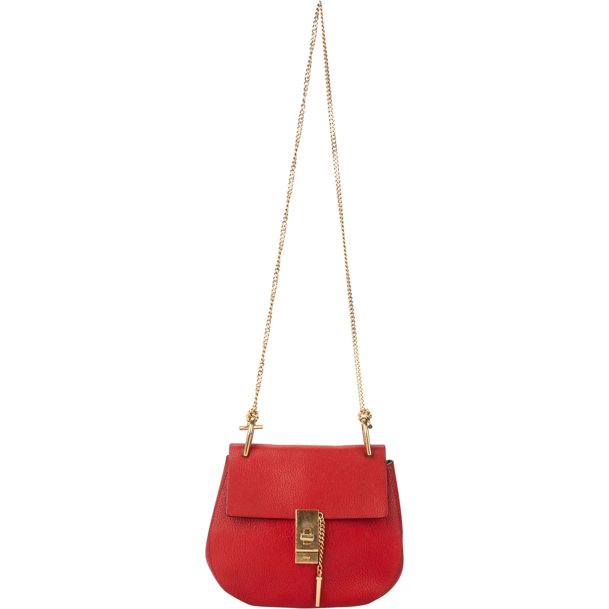 Chloe Rouge Leather Drew Crossbody Bag