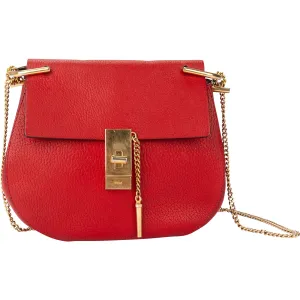 Chloe Rouge Leather Drew Crossbody Bag