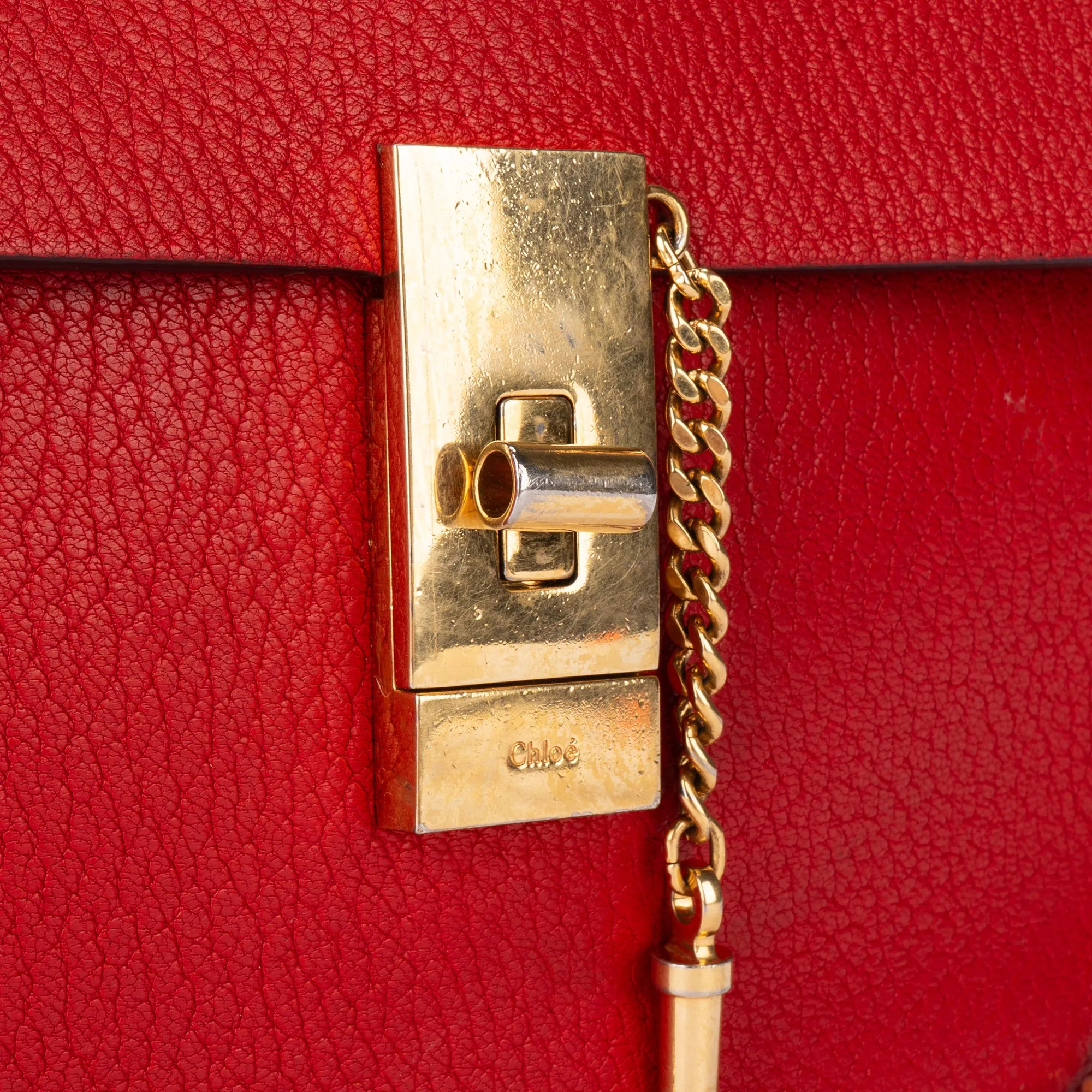 Chloe Rouge Leather Drew Crossbody Bag