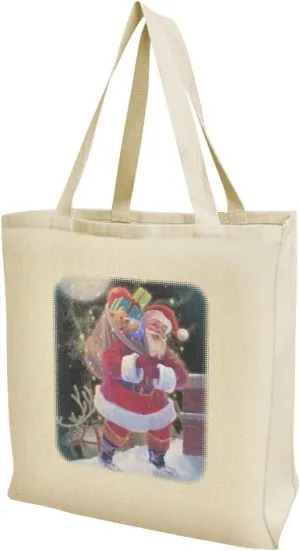 Christmas Holiday Santa Chimney Magic Grocery Travel Reusable Tote Bag