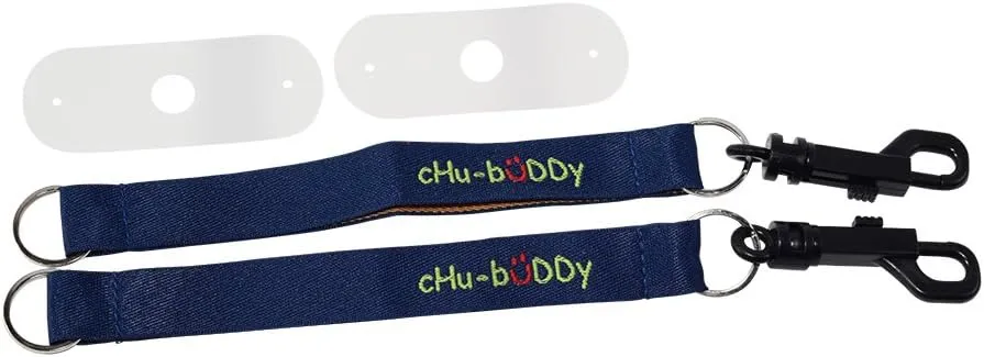 ChuBuddy Navy/Green Embroidered Chew Holder Set (2)- Two Embroidered Tethers & Two Natural Straps