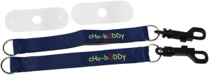 ChuBuddy Navy/Green Embroidered Chew Holder Set (2)- Two Embroidered Tethers & Two Natural Straps