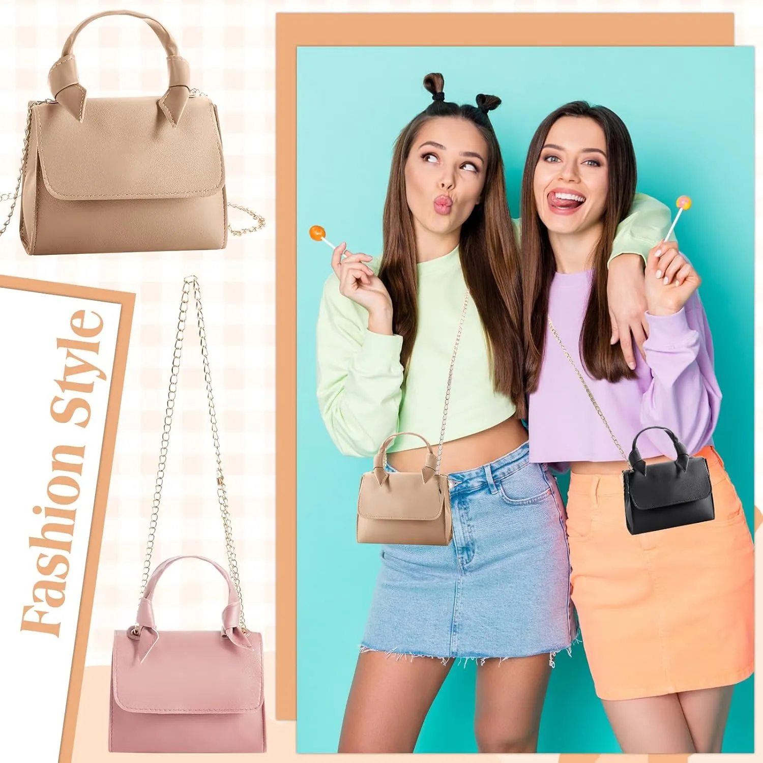 Chunful 6 Pcs Mini Purse Crossbody Toddler Purse Tiny Shoulder Handbag Bag for Women Teen Girl Party Favors Party Favors