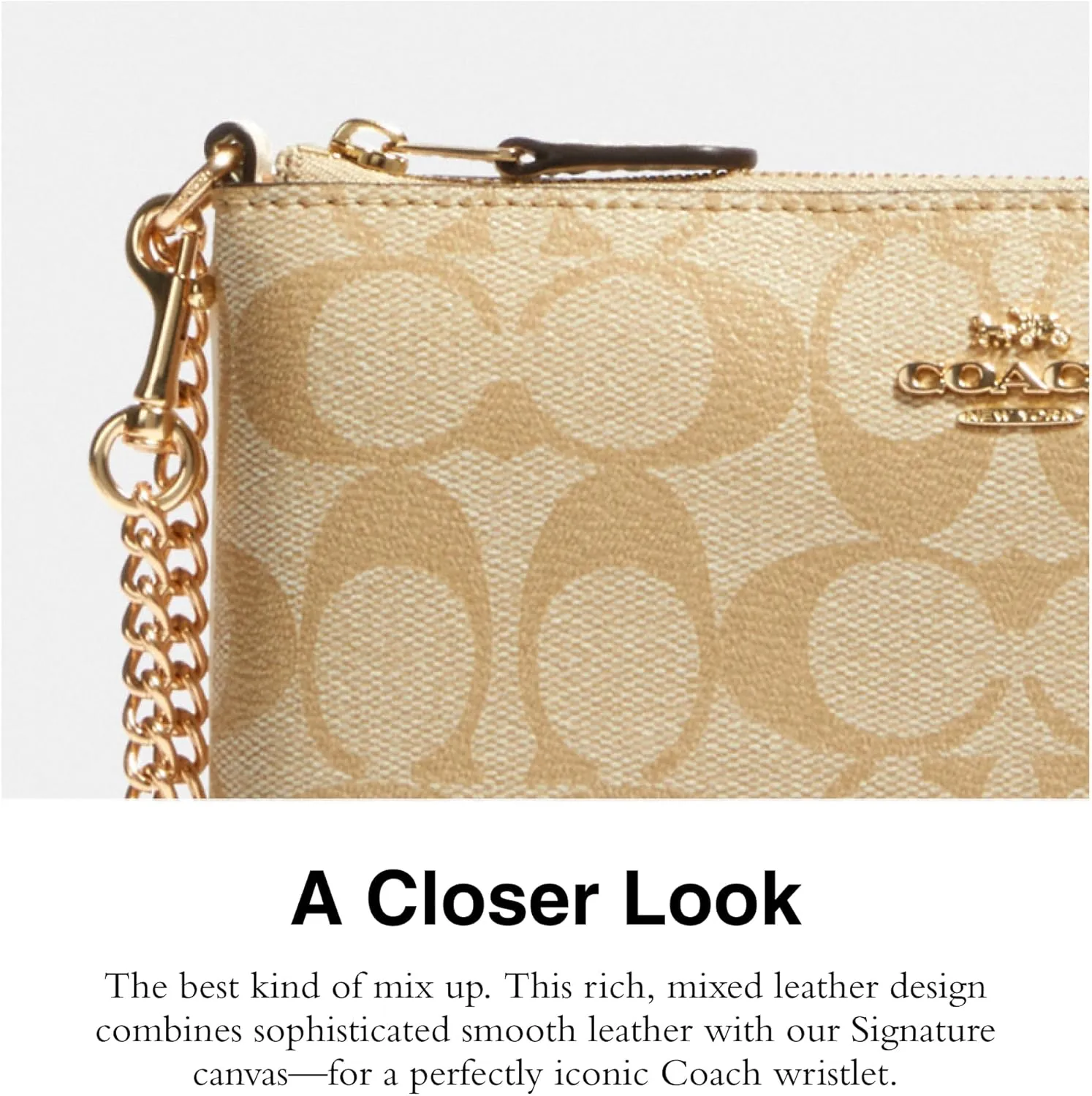 Coach Women's Signature Large Wristlet W Chain