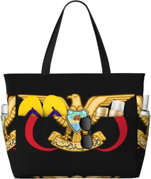 Coat Of Arms Of Nicaragua Tote Bag With 8 Storage Pockets Top Zip Shoulder Bag Handbag For Travel Work Women
