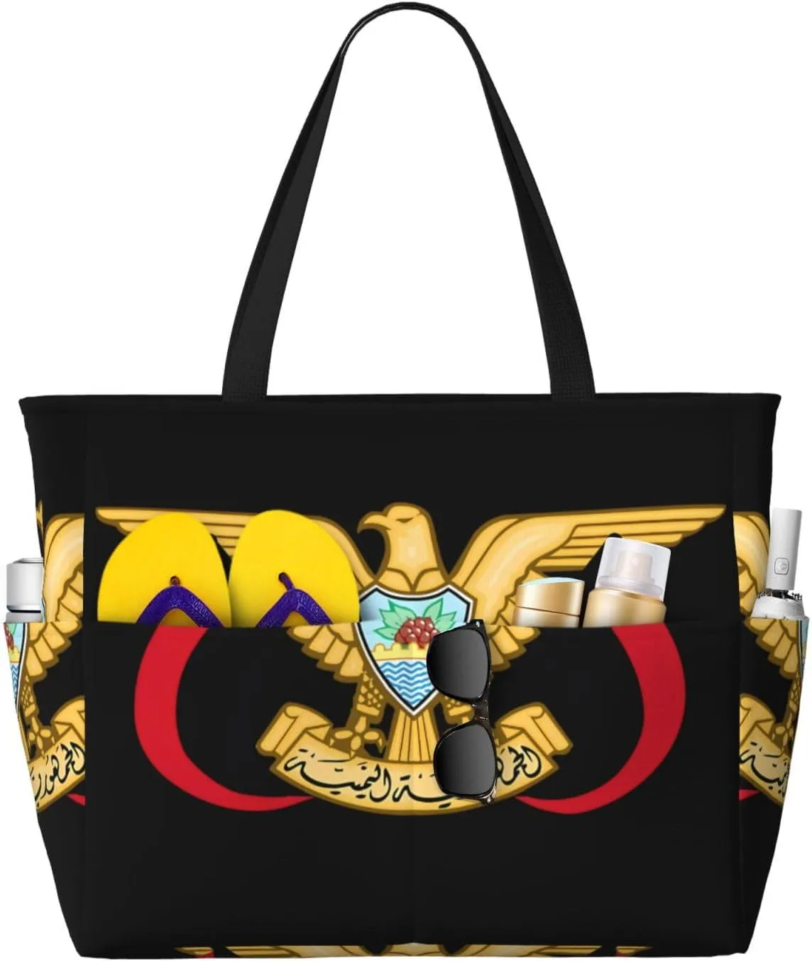 Coat Of Arms Of Nicaragua Tote Bag With 8 Storage Pockets Top Zip Shoulder Bag Handbag For Travel Work Women