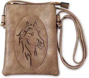 Collections Etc Embossed Horse Design Adjustable Crossbody Bag