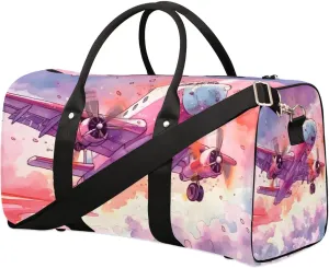 Coloful Airplane Travel Duffel Bag for Women Men Waterproof Foldable Overnight Weekender Bag Large Capacity Sports Gym Bag