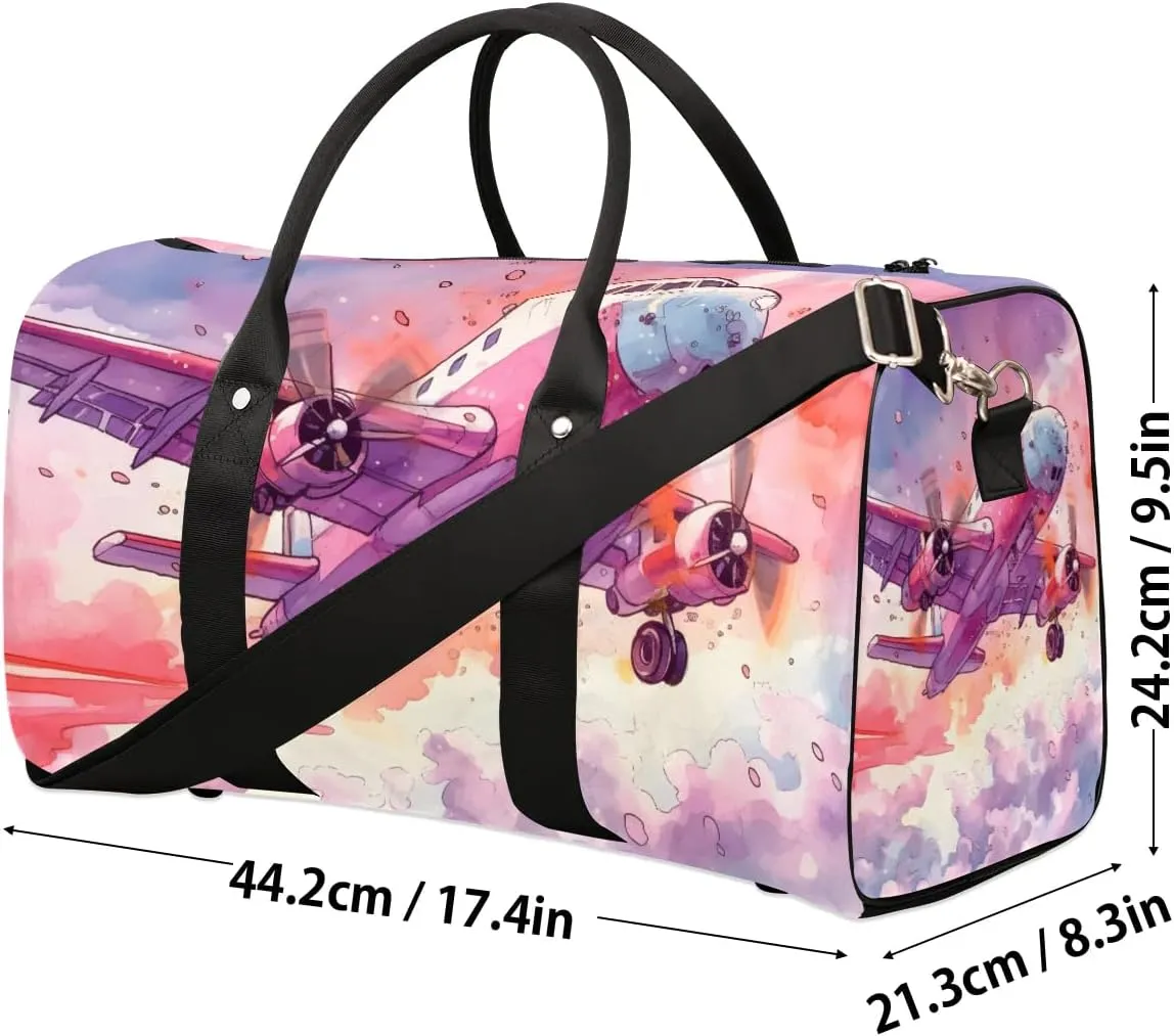 Coloful Airplane Travel Duffel Bag for Women Men Waterproof Foldable Overnight Weekender Bag Large Capacity Sports Gym Bag