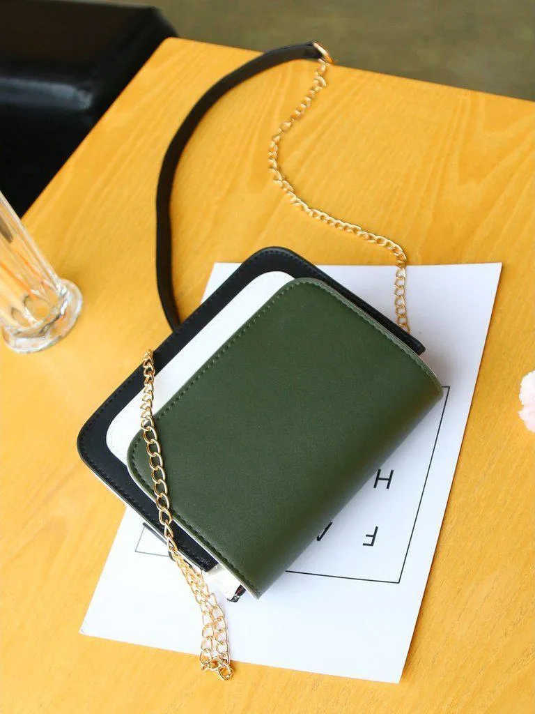 Color Block Flap Chain Bag