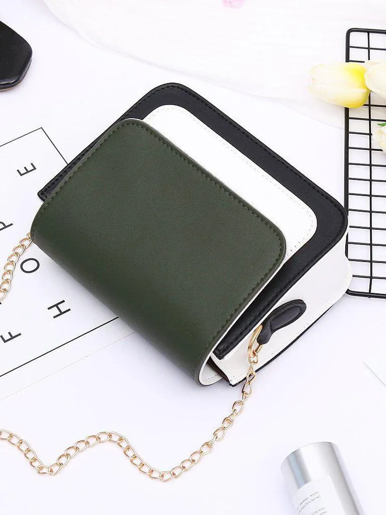 Color Block Flap Chain Bag