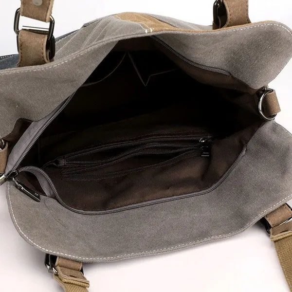 Colorblock Messenger Bag-Canvas Shoulder Bag