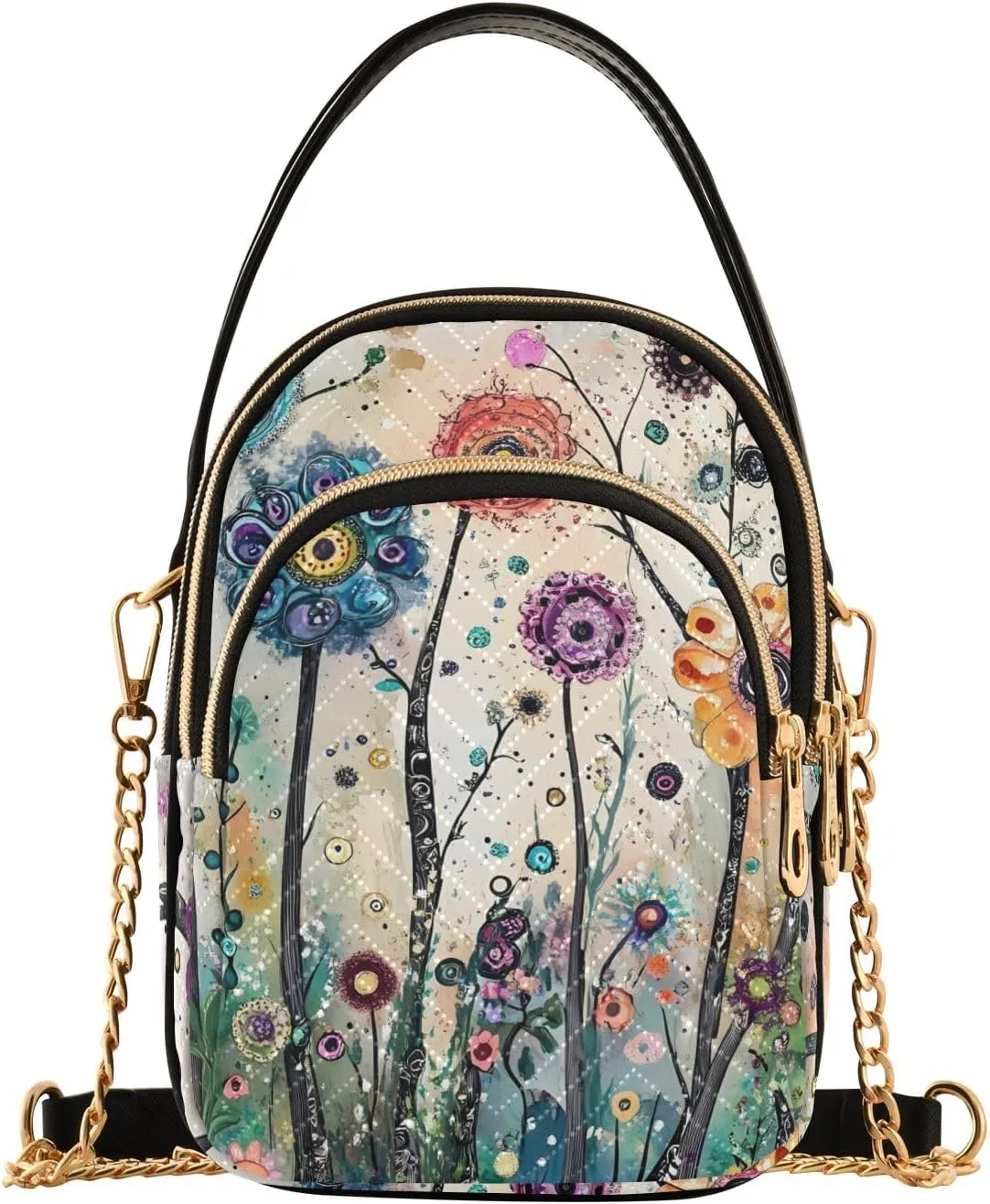 Colorful Wildflowers Quilted Handbag Travel Handbag