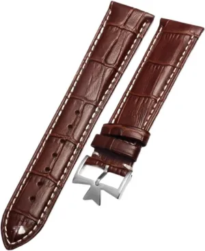 Compatible with Vacheron Constantin Male Watch Cowhide Leather Strap VC Inherit Art Master Series Leather Strap 18mm 19mm 20mm 21mm(Brown White Silver,22mm)