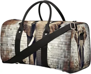 Cool Gray Elephant Travel Duffel Bag for Women Men Waterproof Foldable Overnight Weekender Bag Large Capacity Sports Gym Bag