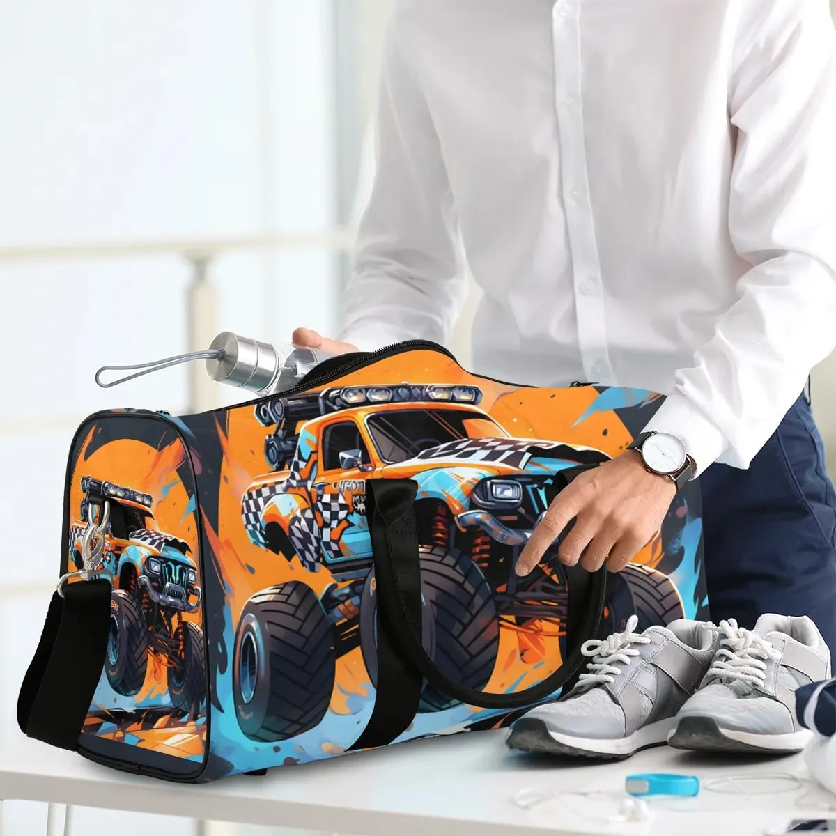 Cool Turck Travel Duffel Bag for Women Men Waterproof Foldable Overnight Weekender Bag Large Capacity Sports Gym Bag