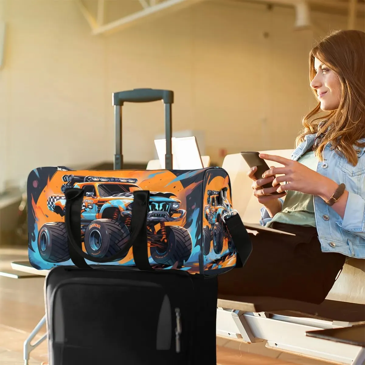 Cool Turck Travel Duffel Bag for Women Men Waterproof Foldable Overnight Weekender Bag Large Capacity Sports Gym Bag