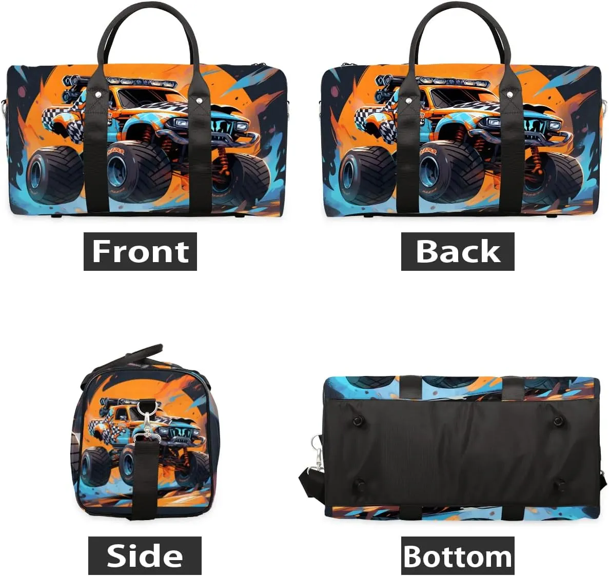 Cool Turck Travel Duffel Bag for Women Men Waterproof Foldable Overnight Weekender Bag Large Capacity Sports Gym Bag