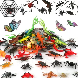 Coopay 165 Pieces Plastic Insect Assorted Fake Insect Mini Realistic Bugs Toys Includes Multicolored Lifelike Butterfly for Education, Bug Themed Party, Halloween and Birthday Gifts