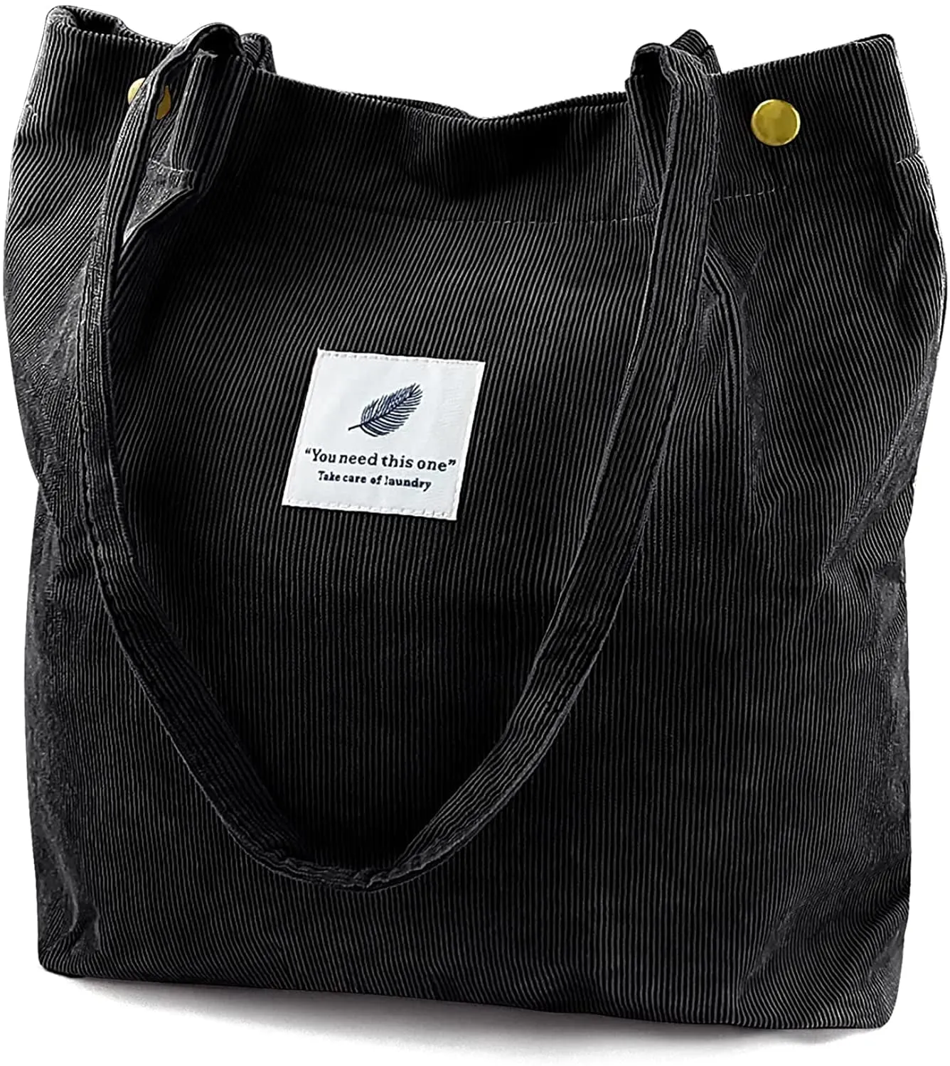 Corduroy Tote Bag Large for Women Girl Lady Canvas Shoulder Cord Purse and Handbags with Inner Pocket (Green)