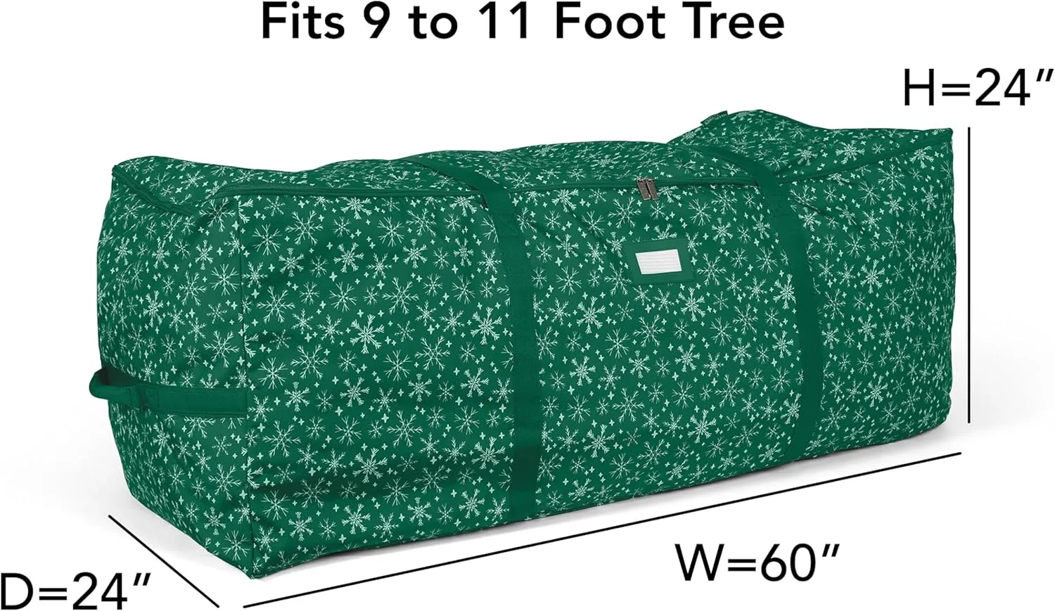 Covermates Keepsakes Christmas Tree Cinch Bag - Superior Protection, Cinch Straps, Fits Up to 9 to 11-Foot Tree - Holiday Storage, Green Snowflake
