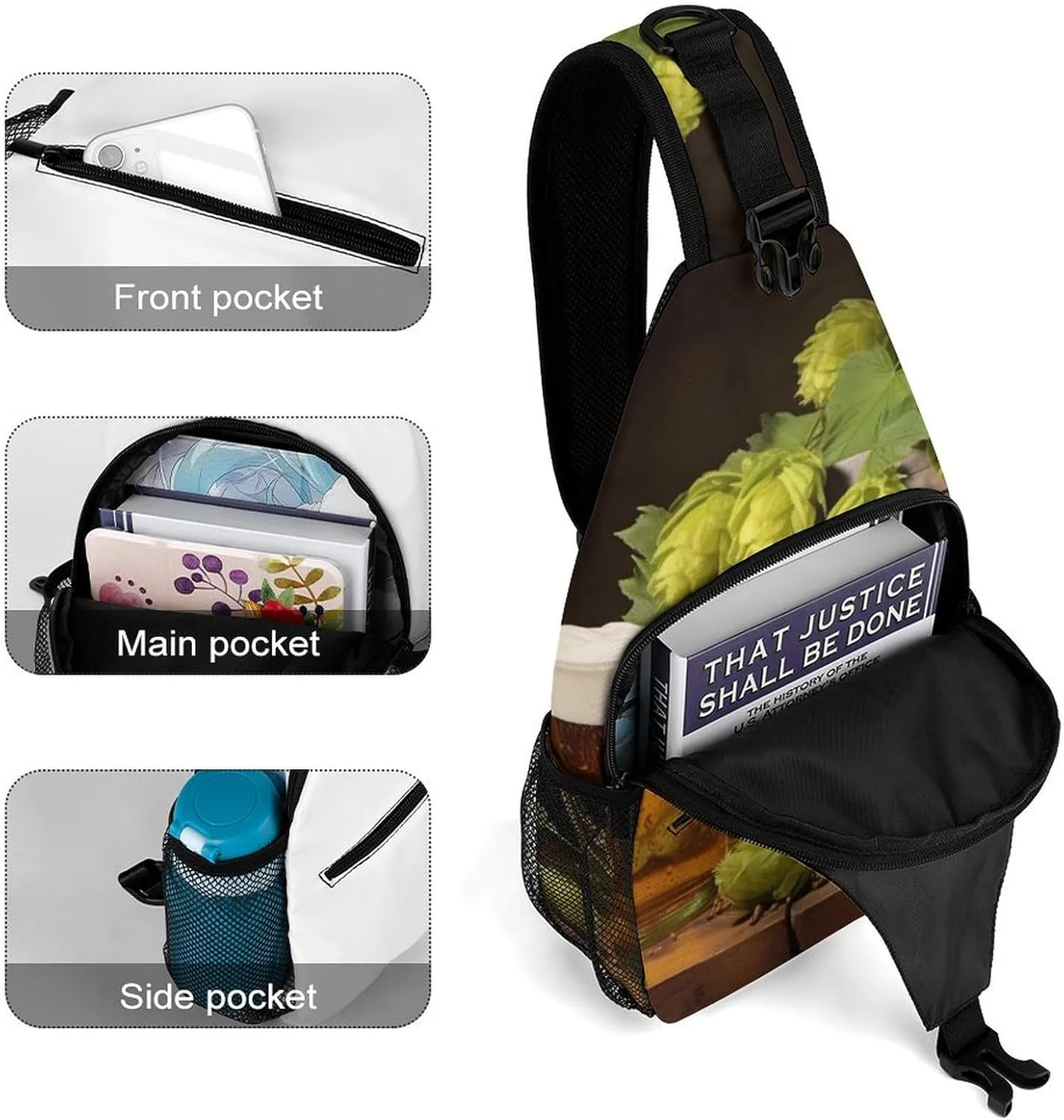 Crossbody Bag for Women Men Chest Bag Black And White Tiger Sling Bag Crossbody Shoulder Bag Sling Backpack