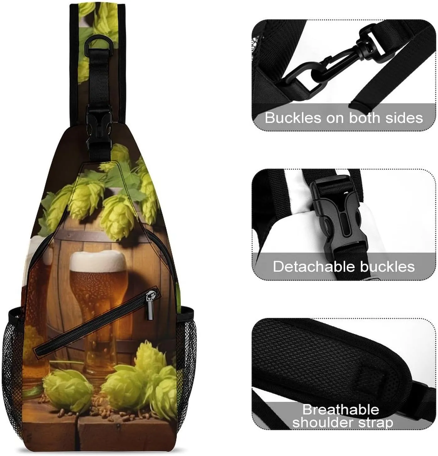 Crossbody Bag for Women Men Chest Bag Black And White Tiger Sling Bag Crossbody Shoulder Bag Sling Backpack