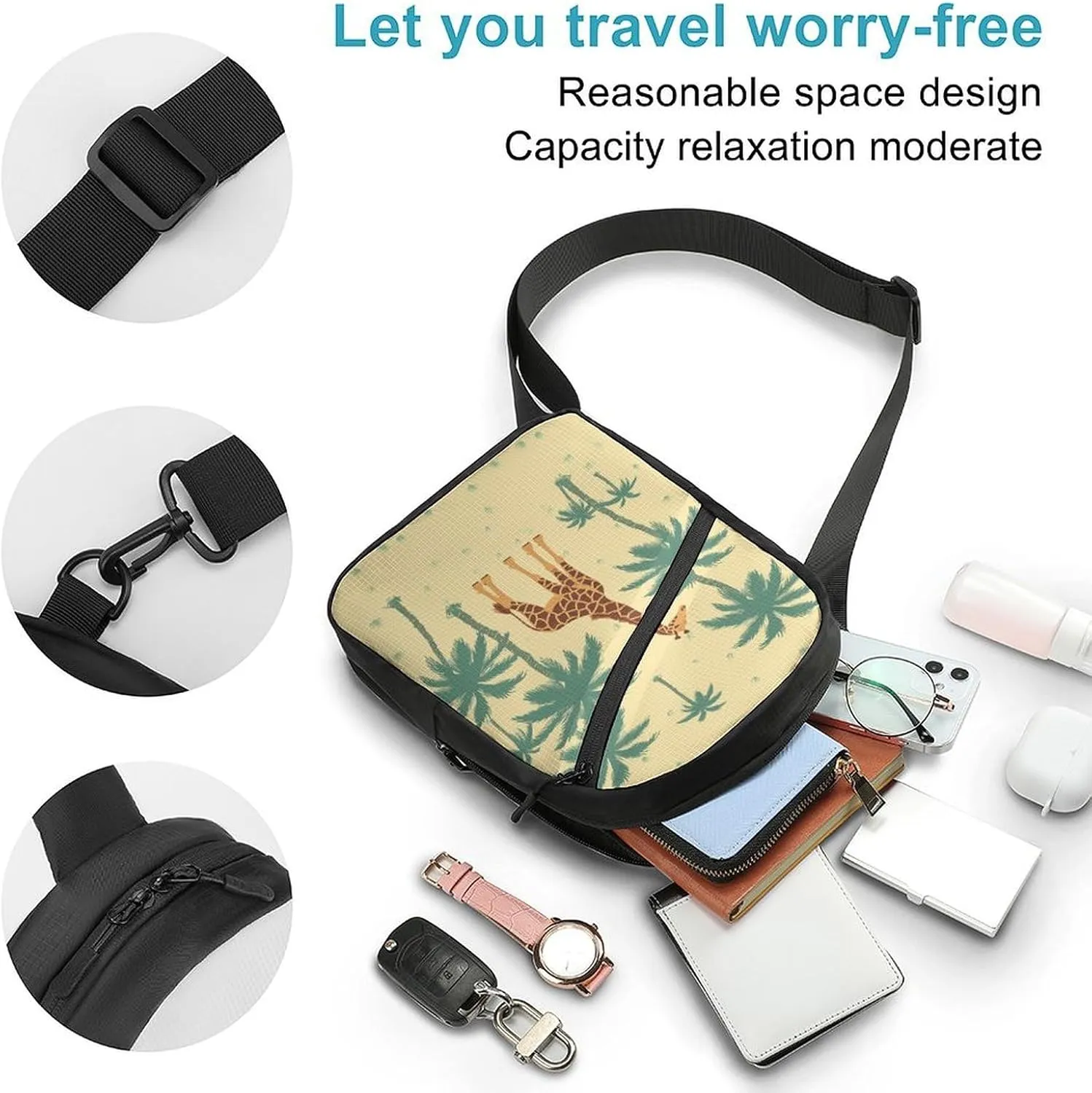 Crossbody Bag for Women Men Chest Bag Glowing Zebra Sling Bag Crossbody Shoulder Bag Sling Backpack