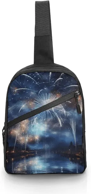 Crossbody Bag for Women Men Chest Bag New Year Pyrotechnics Sling Bag Crossbody Shoulder Bag Sling Backpack