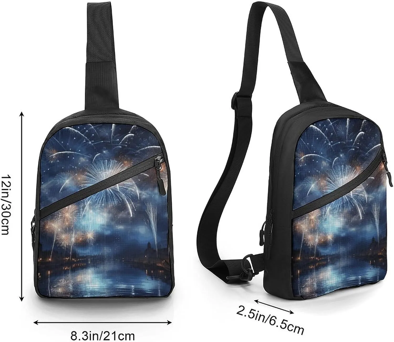 Crossbody Bag for Women Men Chest Bag New Year Pyrotechnics Sling Bag Crossbody Shoulder Bag Sling Backpack