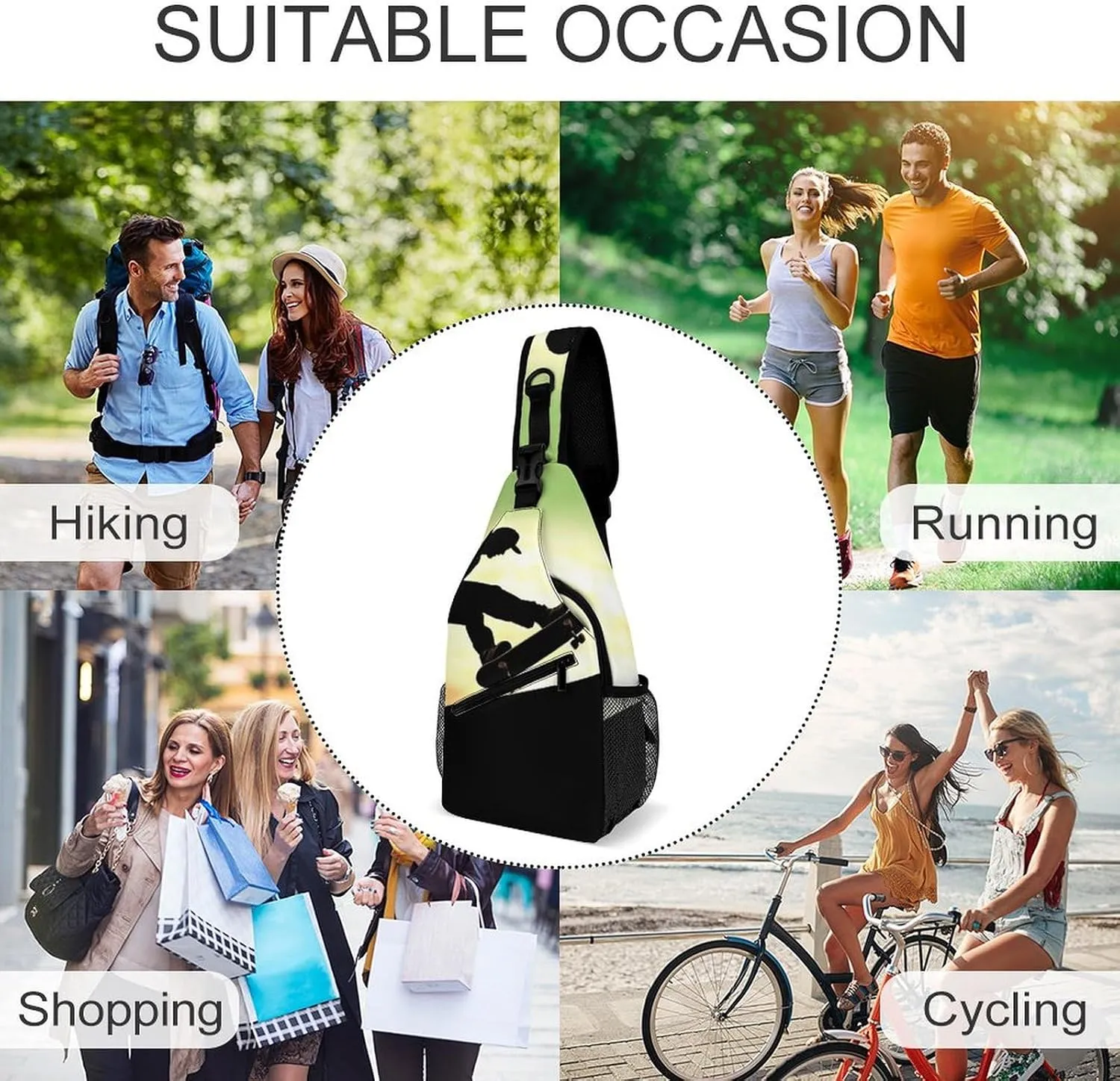 Crossbody Bag for Women Men Chest Bag The Silent Monkey Sling Bag Crossbody Shoulder Bag Sling Backpack