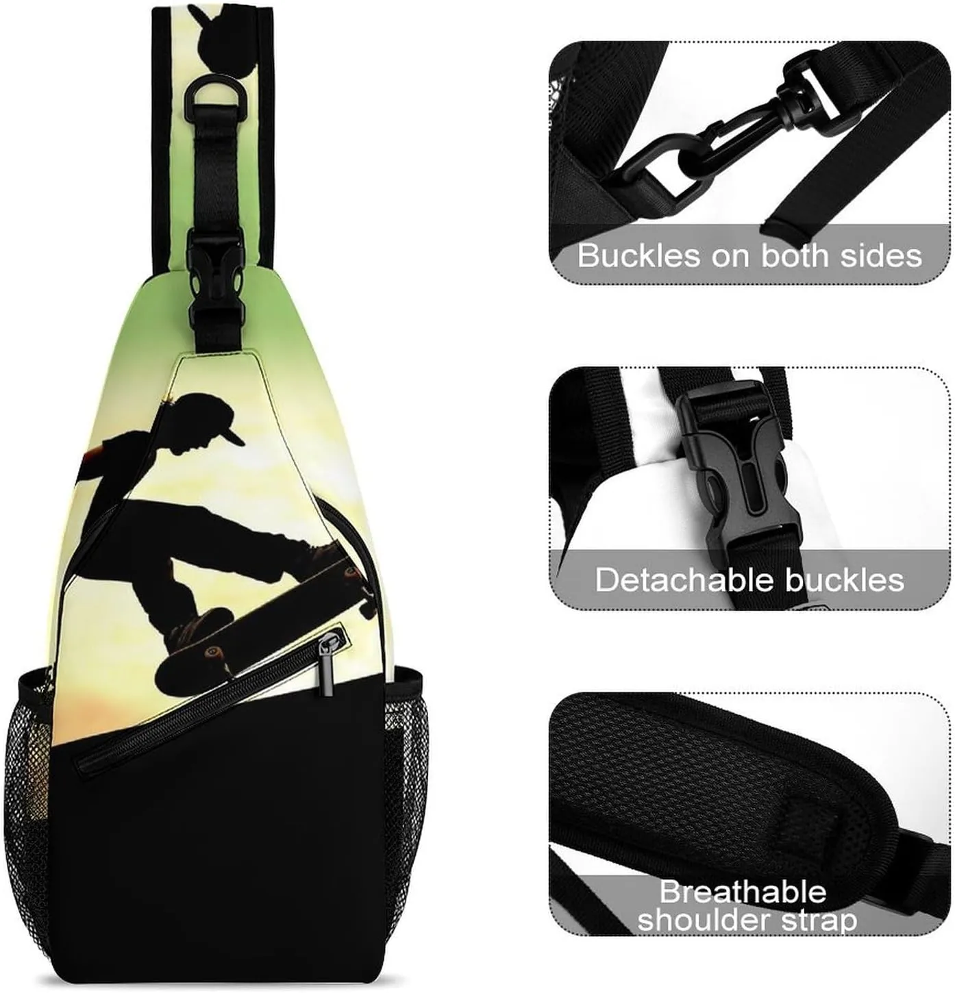 Crossbody Bag for Women Men Chest Bag The Silent Monkey Sling Bag Crossbody Shoulder Bag Sling Backpack
