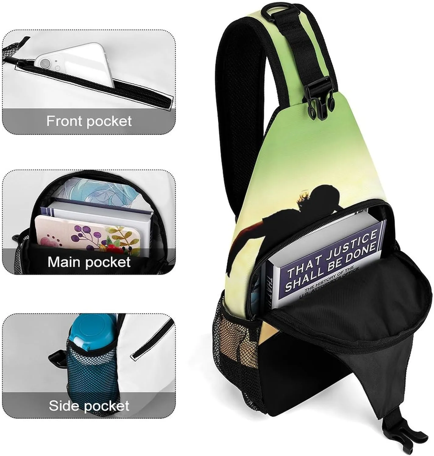 Crossbody Bag for Women Men Chest Bag The Silent Monkey Sling Bag Crossbody Shoulder Bag Sling Backpack