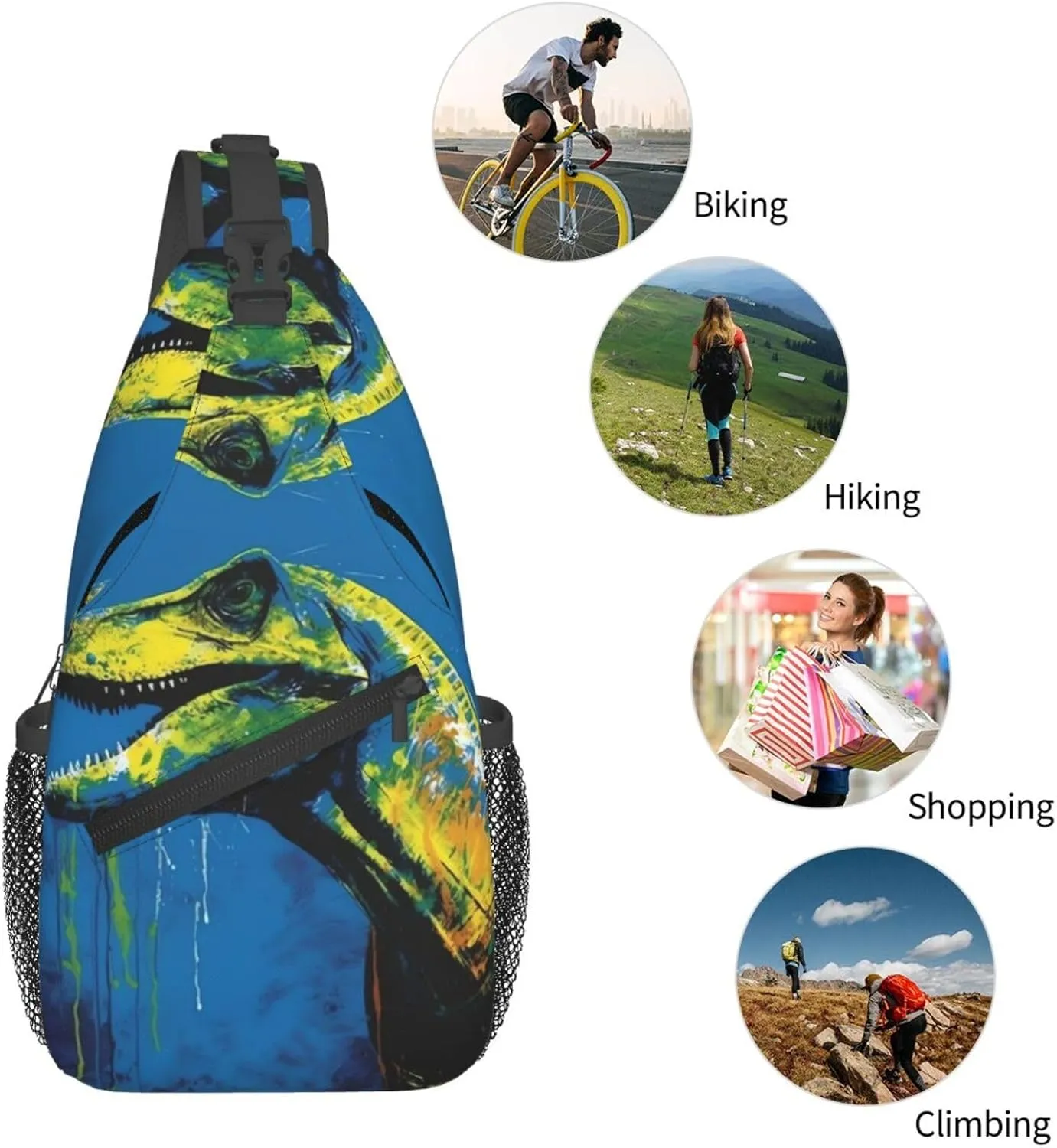 Crossbody Bag for Women Men Dinosaur Poster Chest Bag Crossbody Sling Bag Adjustable Shoulder Bag