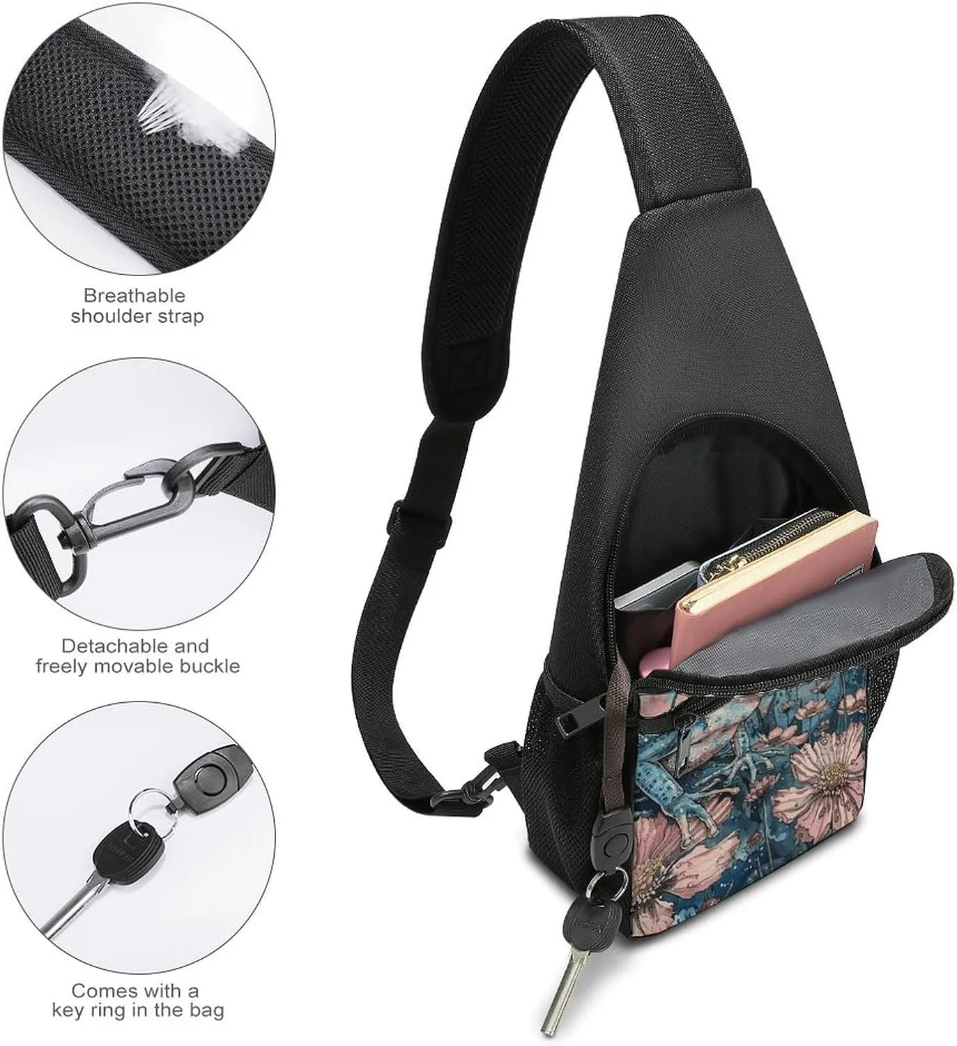 Crossbody Bag for Women Men Sling Bag Next to The Table Chest Bag Crossbody Adjustable Shoulder Bag
