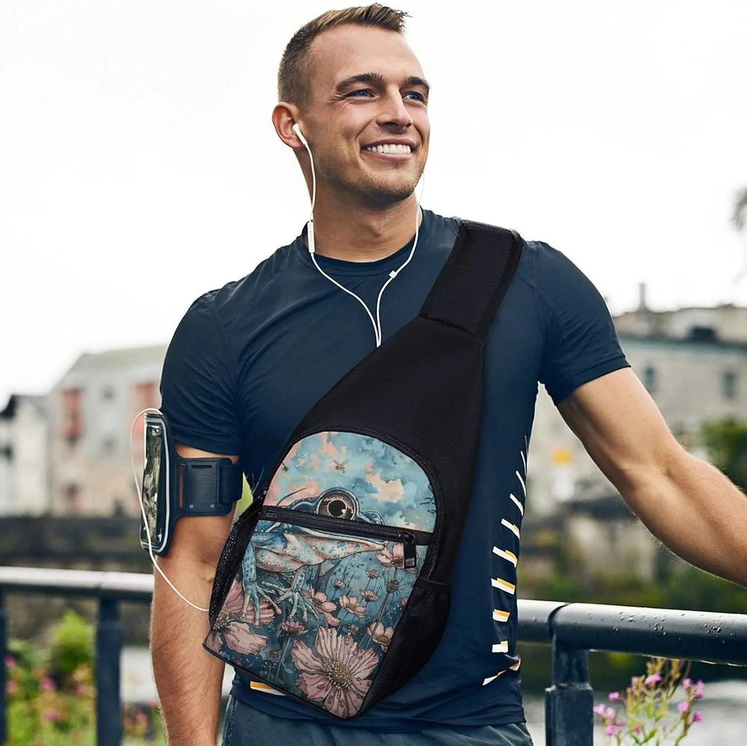 Crossbody Bag for Women Men Sling Bag Next to The Table Chest Bag Crossbody Adjustable Shoulder Bag