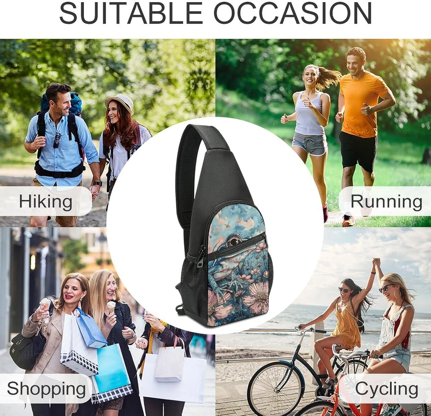 Crossbody Bag for Women Men Sling Bag Next to The Table Chest Bag Crossbody Adjustable Shoulder Bag