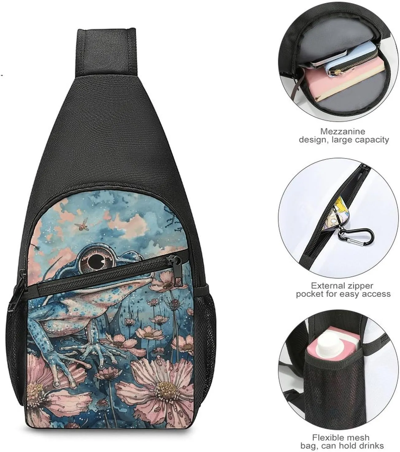 Crossbody Bag for Women Men Sling Bag Next to The Table Chest Bag Crossbody Adjustable Shoulder Bag