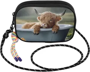 Crossbody Bag Highland Cow Bathtub for Women Cell Phone Purses Women's Small Shoulder Handbags Wallet Purse with Strap