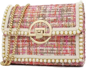 Crossbody Bags for Women Small Handbags Purse PU Leather pearl Shoulder Bag Cross Body Evening Bag, with Chain Strap