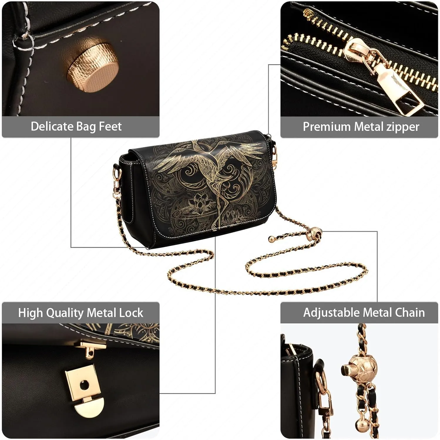 Crossbody Bags for Women Trendy Women's Black Shoulder Bag Small PU Leather Flap Cross Body Bag Handbags