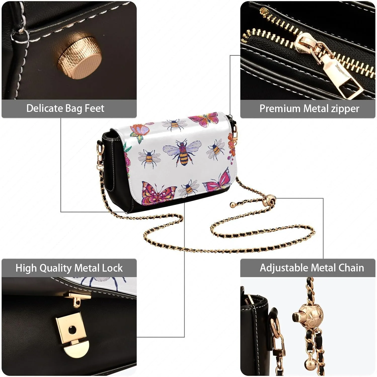 Crossbody Bags for Women Trendy Women's Black Shoulder Bag Small PU Leather Flap Cross Body Bag Handbags
