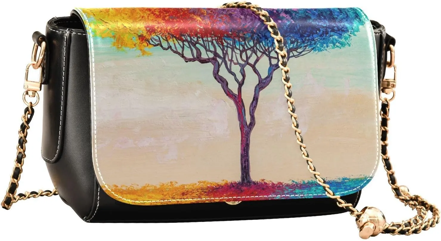 Crossbody Bags for Women Trendy Women's Black Shoulder Bag Small PU Leather Flap Cross Body Bag Handbags