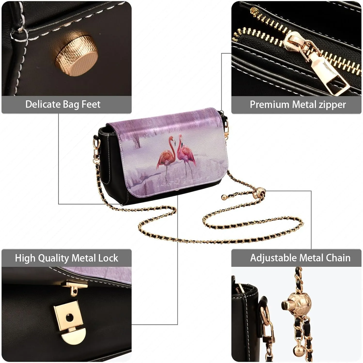 Crossbody Bags for Women Trendy Women's Black Shoulder Bag Small PU Leather Flap Cross Body Bag Handbags