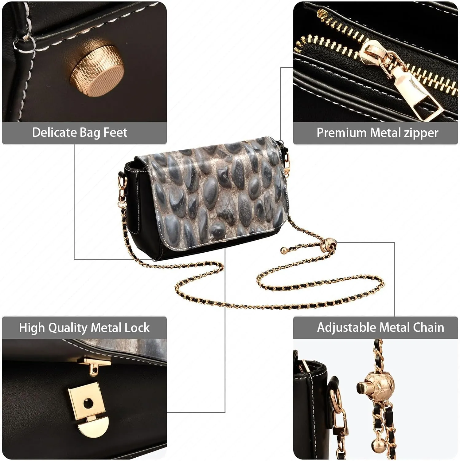 Crossbody Bags for Women Trendy Women's Black Shoulder Bag Small PU Leather Flap Cross Body Bag Handbags