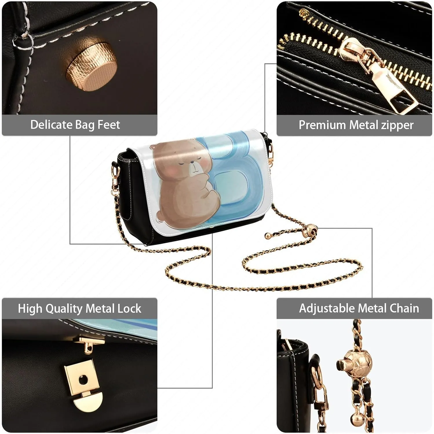 Crossbody Bags for Women Trendy Women's Black Shoulder Bag Small PU Leather Flap Cross Body Bag Handbags