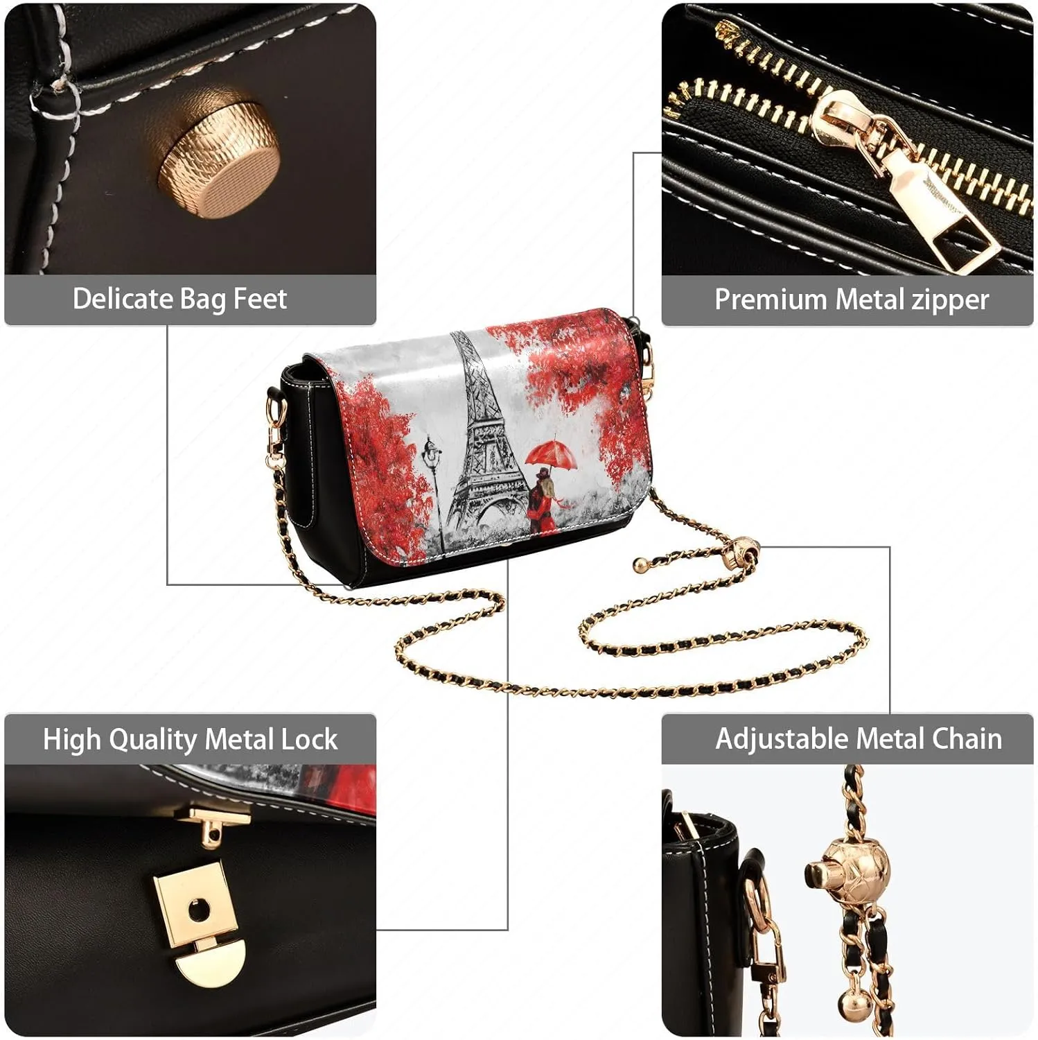 Crossbody Bags for Women Trendy Women's Black Shoulder Bag Small PU Leather Flap Cross Body Bag Handbags