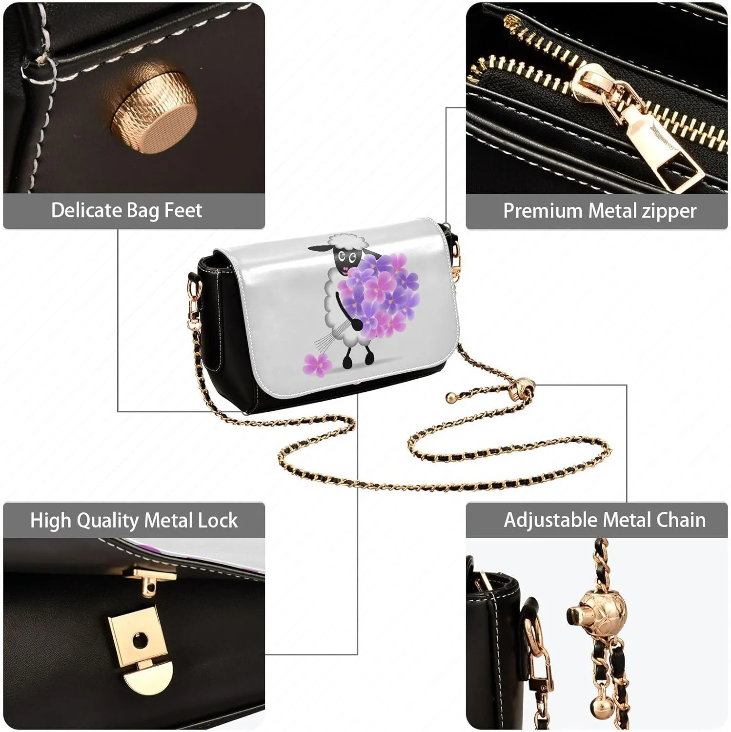 Crossbody Bags for Women Trendy Women's Black Shoulder Bag Small PU Leather Flap Cross Body Bag Handbags